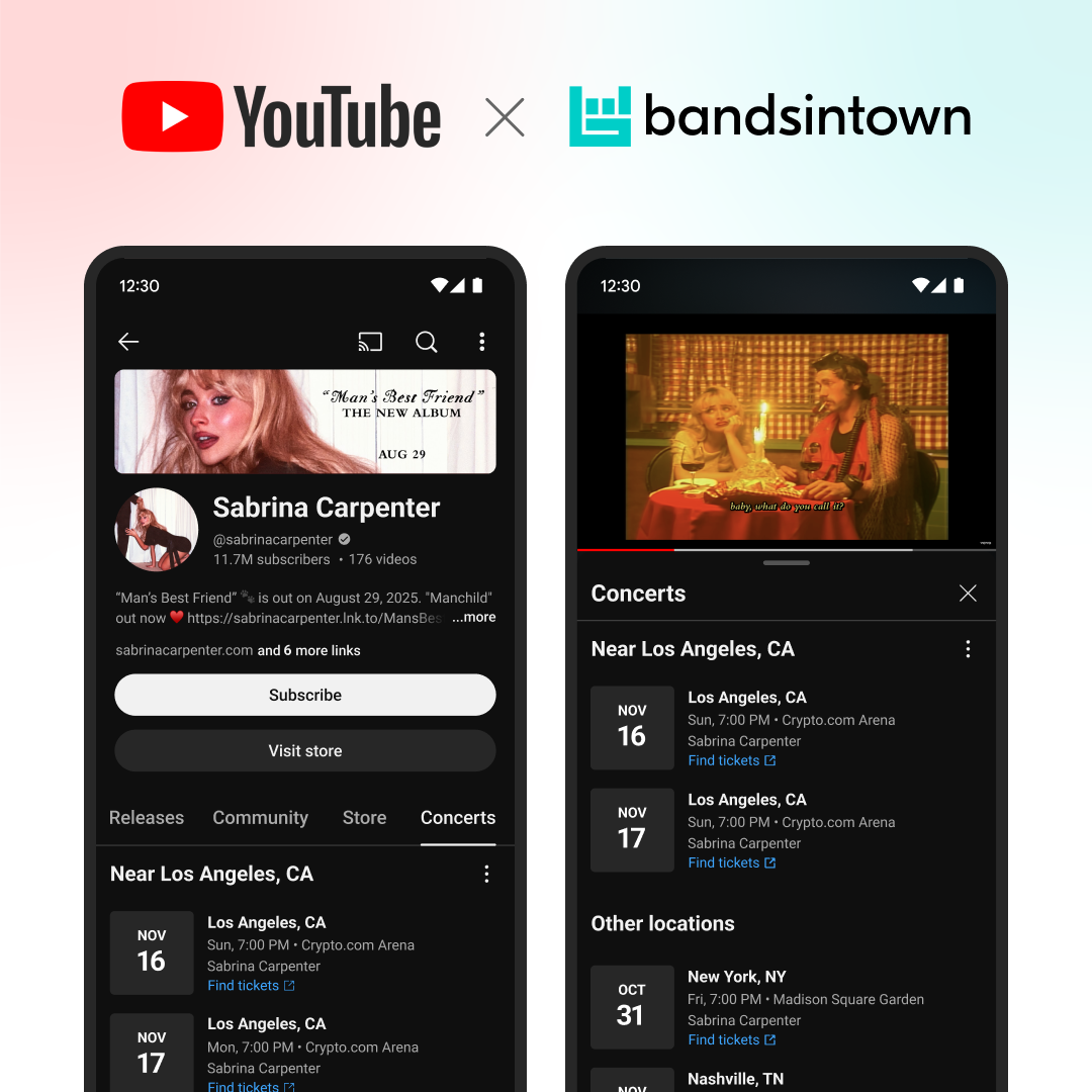 YouTube and Bandsintown Join Forces to Turn Viewers Into Concertgoers