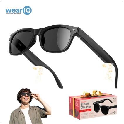 WearIQ Bluetooth smart glasses with built-in open-ear audio and polarized sunglass lenses